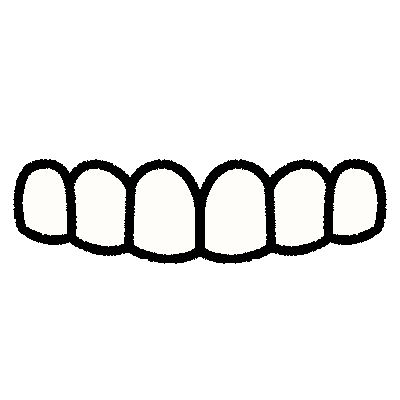 a stylized drawing of teeth with a black outline.